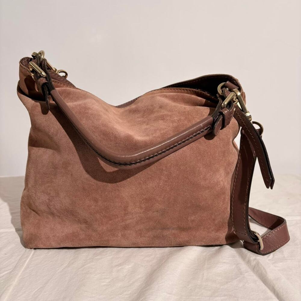 Abro Dusty Pink Suede Tote - Made in Romania, Gold Hardware